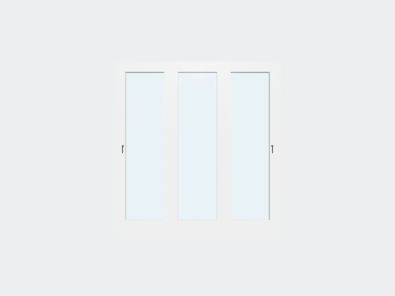 3-Panel PVC French Door — 3D view