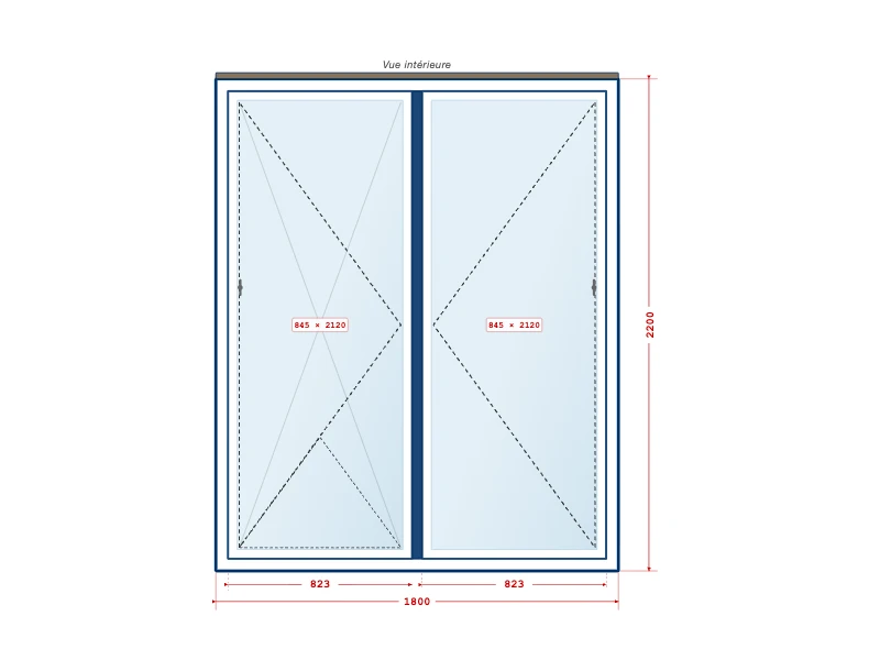 Dessin technique — Porte-fenêtre PVC